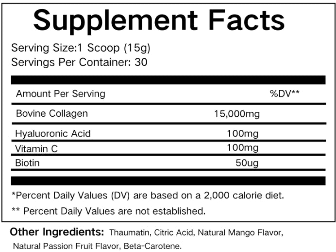Mango Collagen Supplement facts