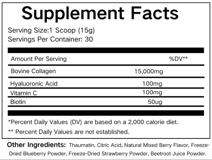 Mixed Berry supplement Facts