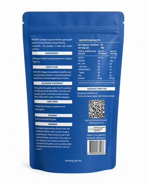 Collagen Powder, 500g, Type I & III Unflavoured, Halal & Kosher